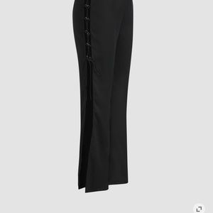Black side slit pants with ties